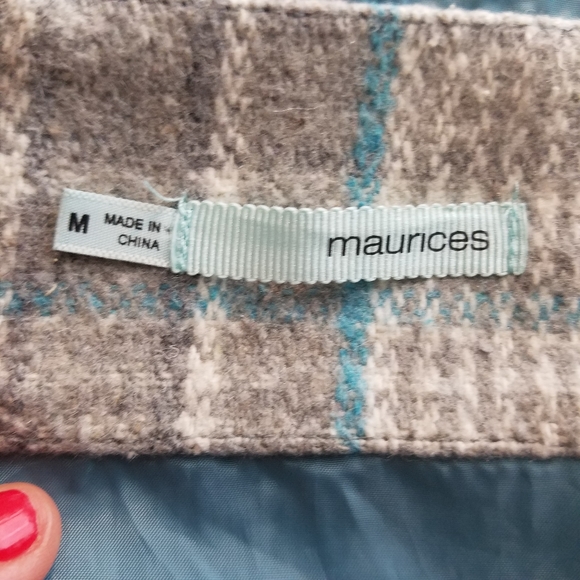 Maurices Button Front Multicolor Plaid Wool Hooded - Picture 4 of 8